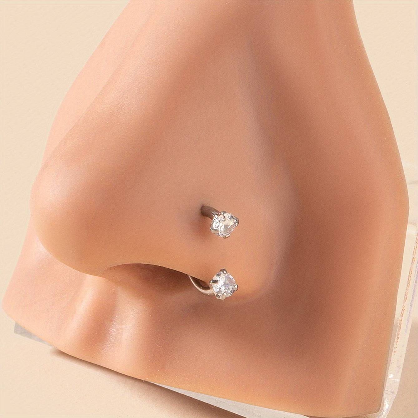 Funkelnder Edelstahl Nasenring mit Zirkon und Strass 1 Stück