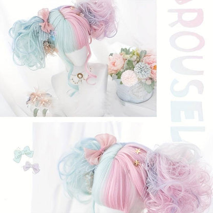 Lolita-Perücke für Cosplay mit zwei Farben und Haarband