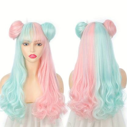 Lolita-Perücke für Cosplay mit zwei Farben und Haarband