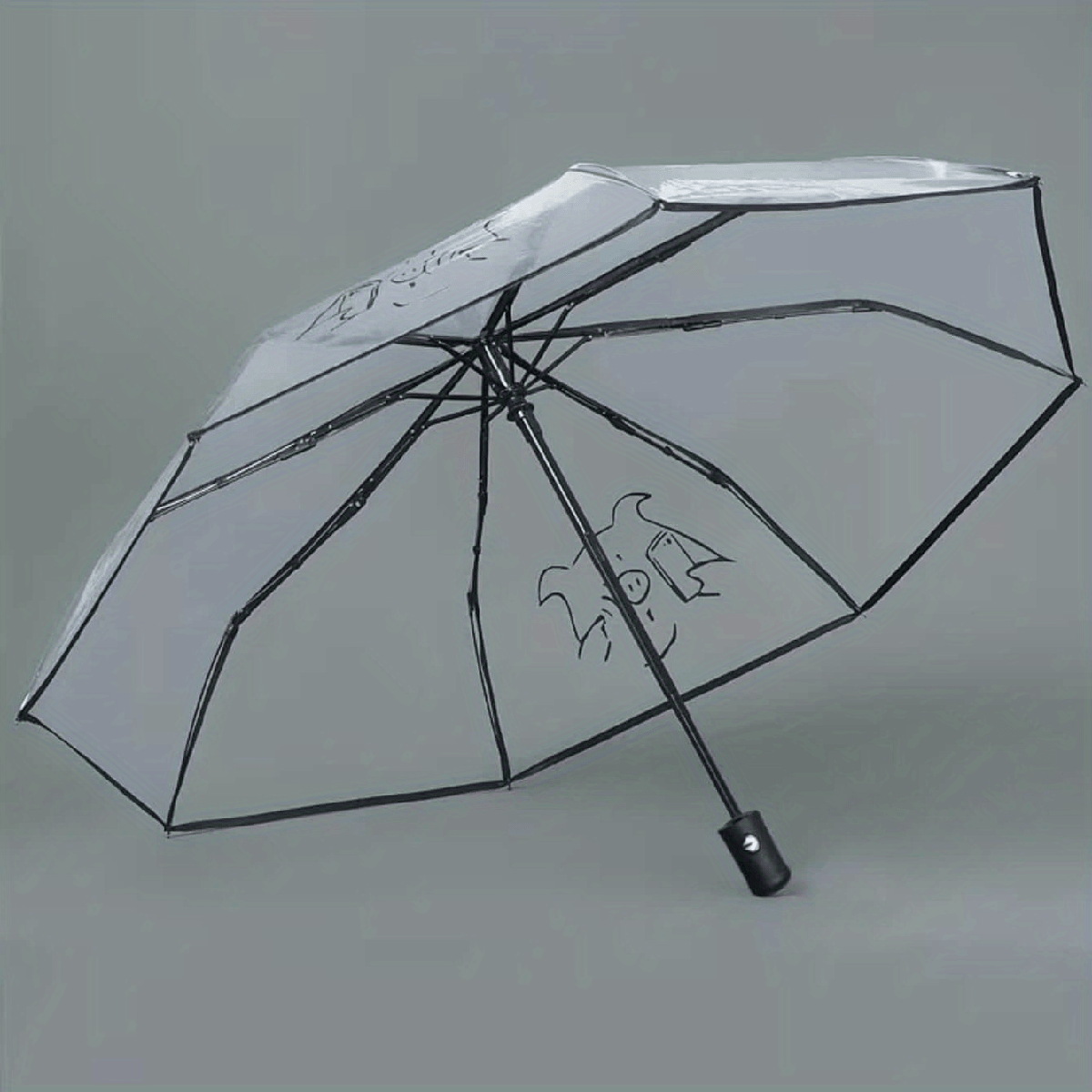 Koreanischer Transparenter Regenschirm für Damen - Faltbar, Automatisch, Sonnenschutz