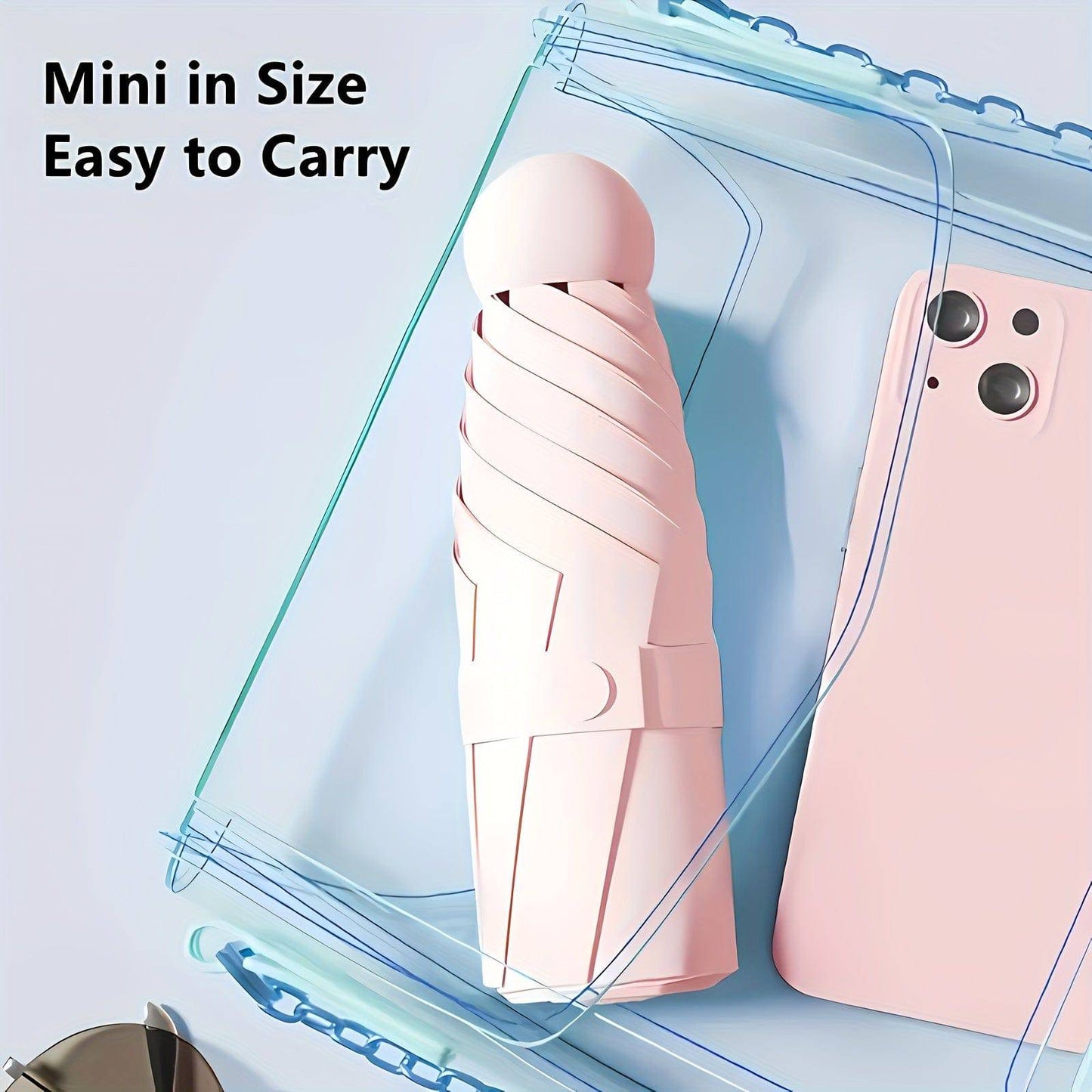 Kompakter und leichter wasserdichter Faltschirm mit verstärktem UV-Schutz.