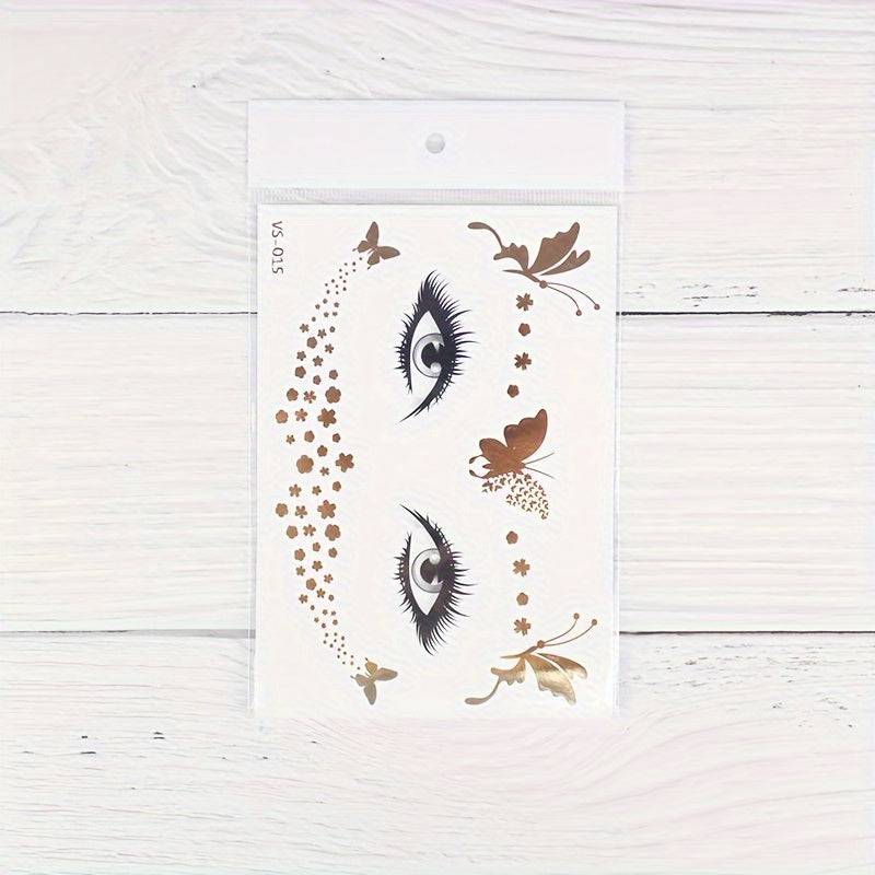 Golden Herbst und Winter Glitter Tattoo Aufkleber - 50 Muster für Karneval, Junggesellinnenabschied und Party