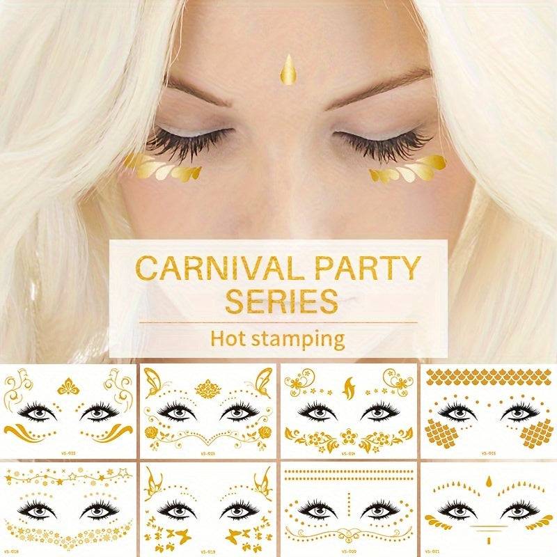 Golden Herbst und Winter Glitter Tattoo Aufkleber - 50 Muster für Karneval, Junggesellinnenabschied und Party
