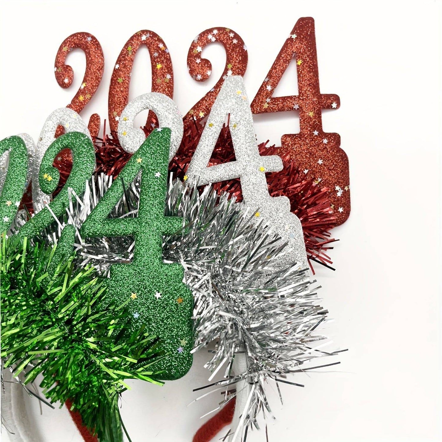 Weihnachts-Stirnband mit Stern-Tinsel - Glitzerndes Haarband für Feiern, Fotos und Geschenke