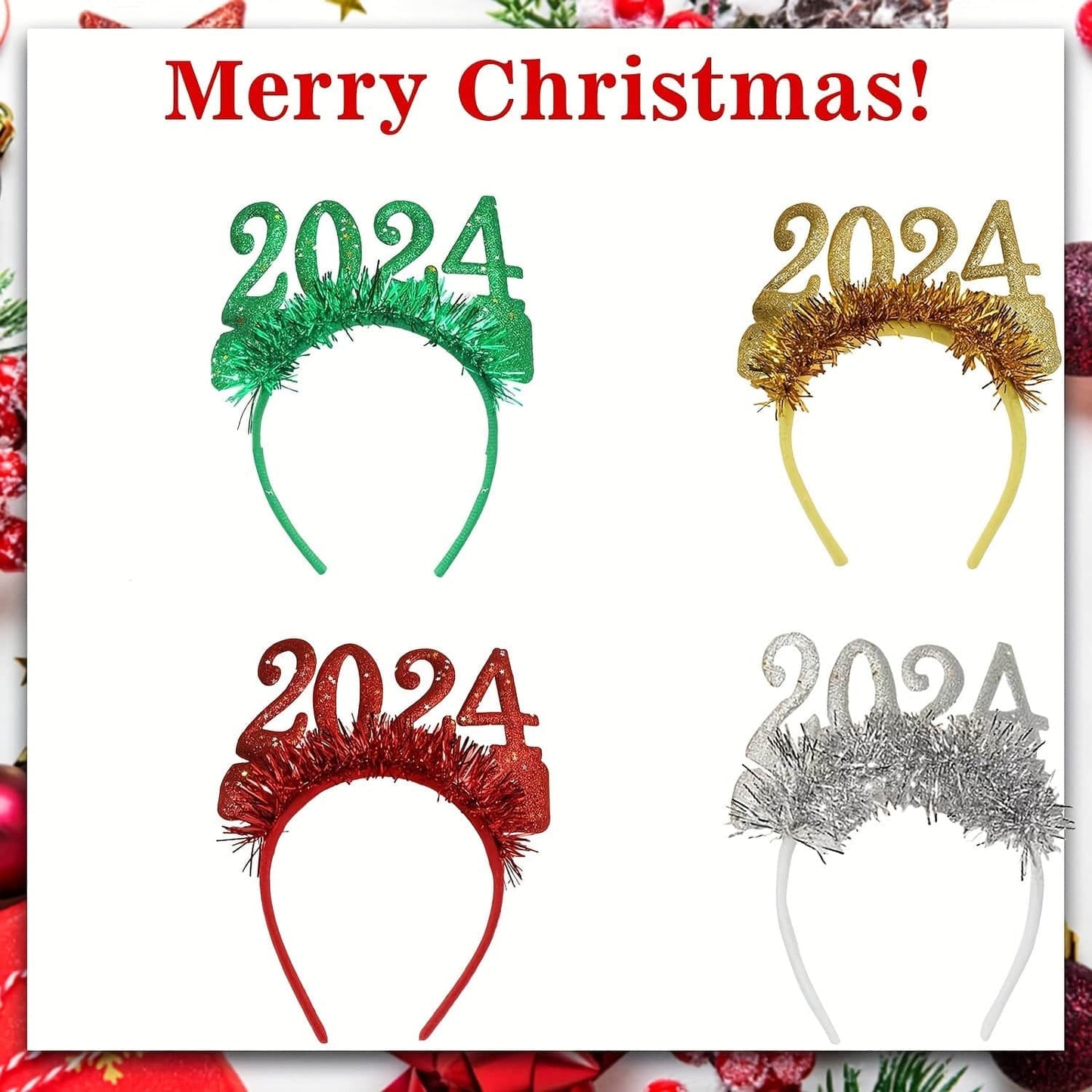 Weihnachts-Stirnband mit Stern-Tinsel - Glitzerndes Haarband für Feiern, Fotos und Geschenke