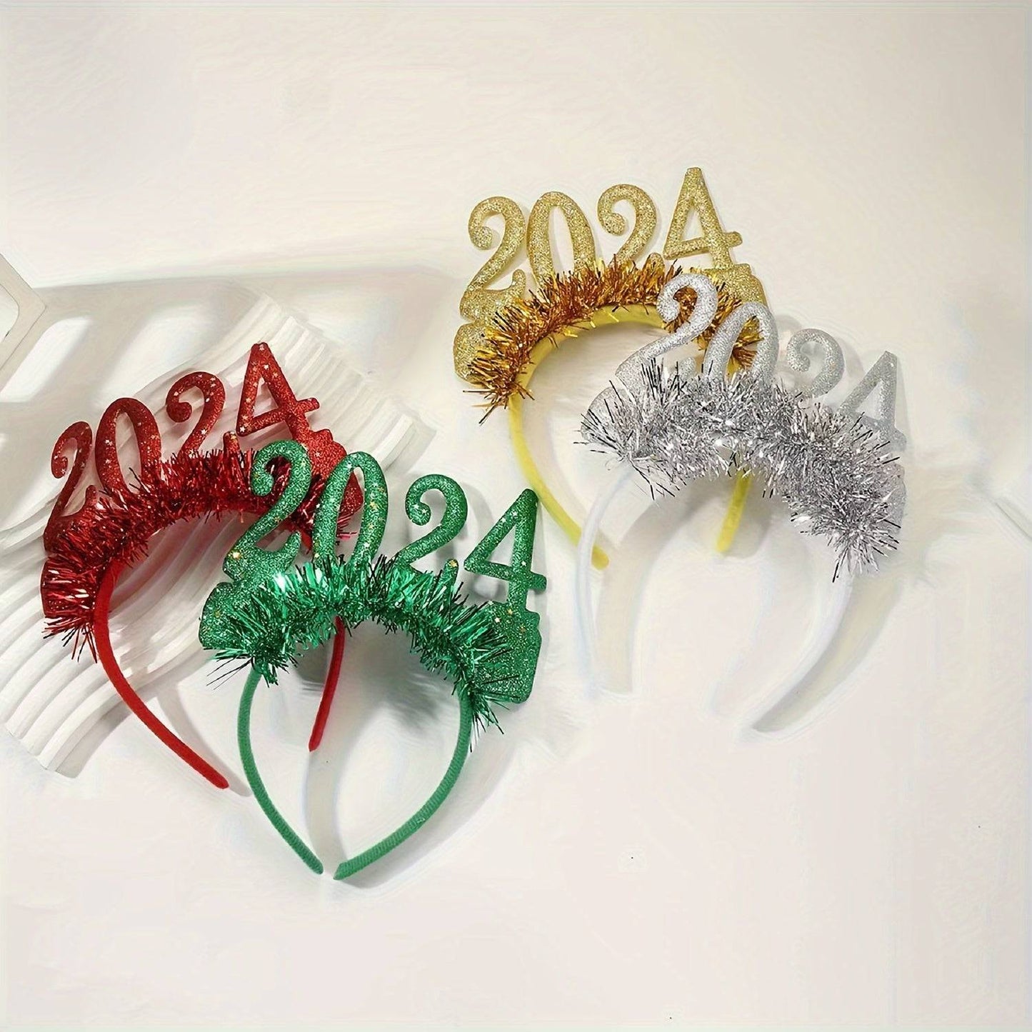 Weihnachts-Stirnband mit Stern-Tinsel - Glitzerndes Haarband für Feiern, Fotos und Geschenke