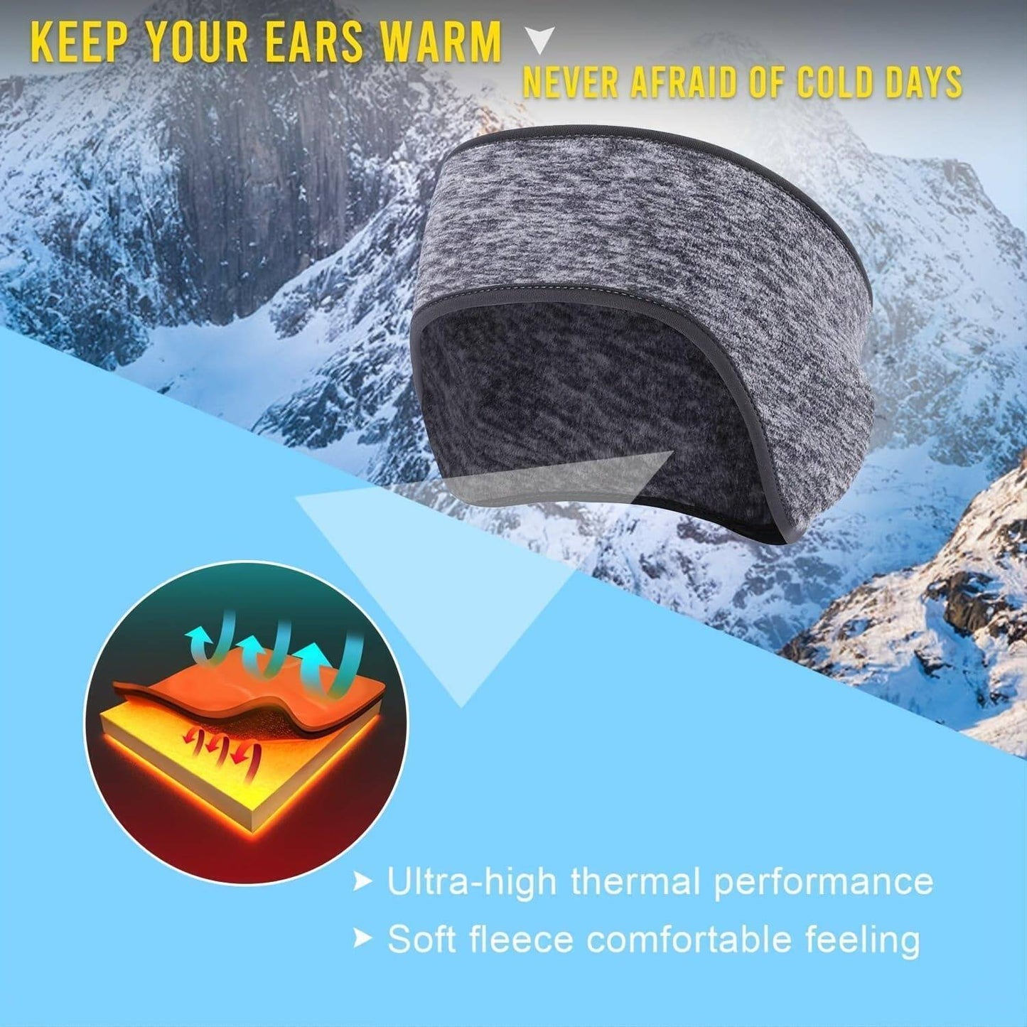 Polar Fleece Sports Headband - Winddicht, Atmungsaktiv, Wintersport-Essential.