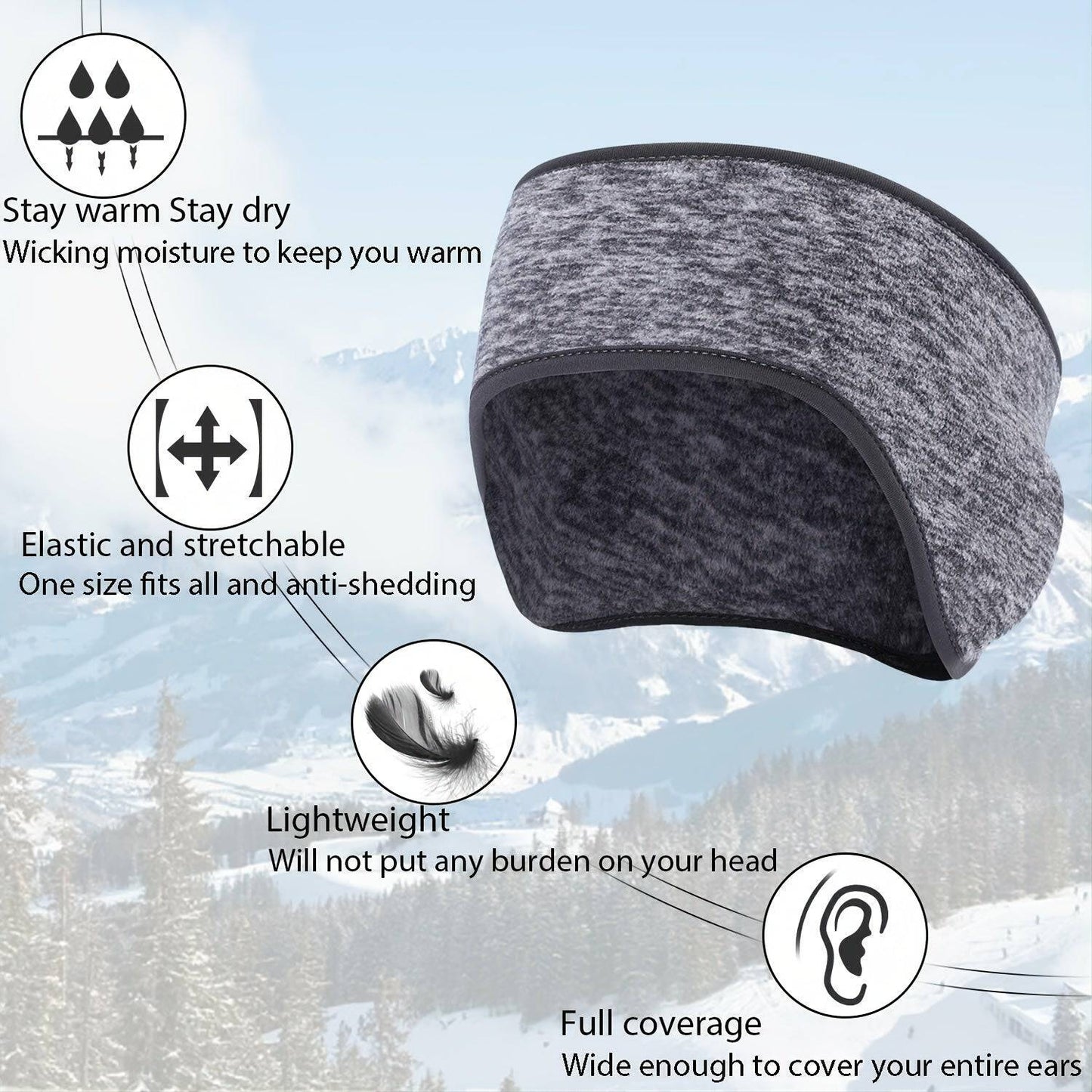 Polar Fleece Sports Headband - Winddicht, Atmungsaktiv, Wintersport-Essential.
