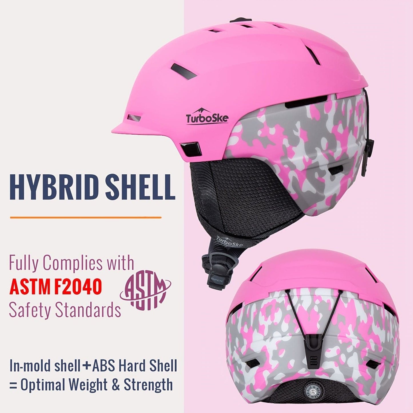 Aktiver Luxus-Schneesport-Helm mit Audio-Kompatibilität (Matt Pink)