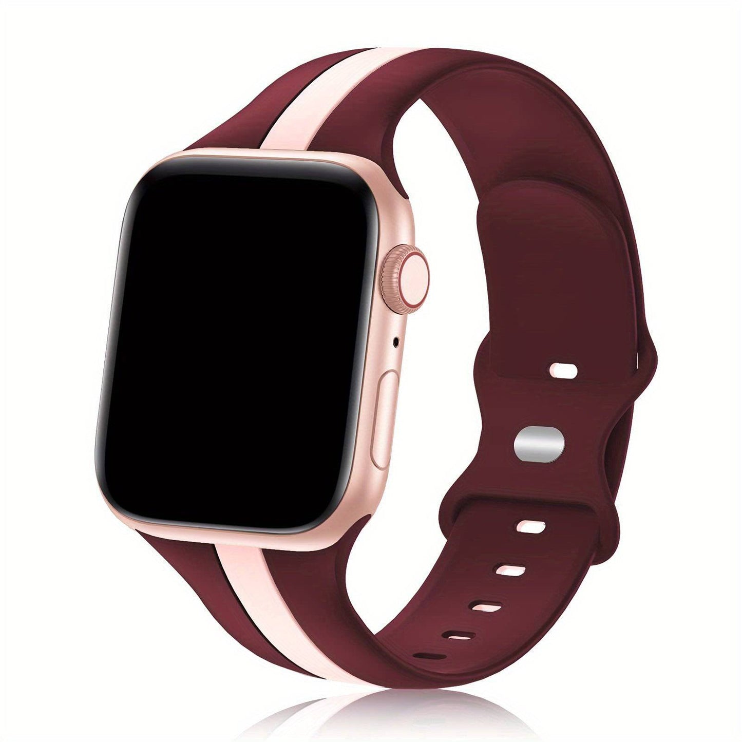 Sportliches Silikonarmband für Apple Uhren (kompatibel mit Serien 8/7/6/5/4/3/2/1/SE)