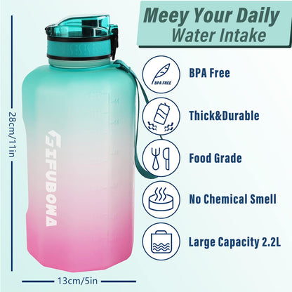 GEMFUL Sportflasche 2,2 l - BPA-frei, auslaufsicher, rutschfester Griff - für Fitness, Yoga, Outdoor