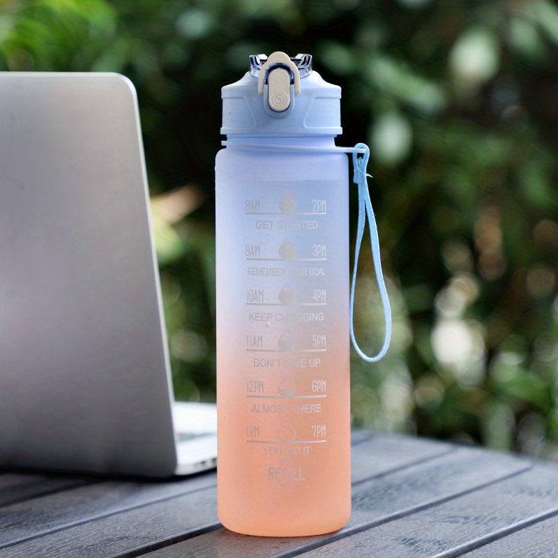 1pc Silikon Wasserflasche für Sport und Fitness mit Farbverlauf.