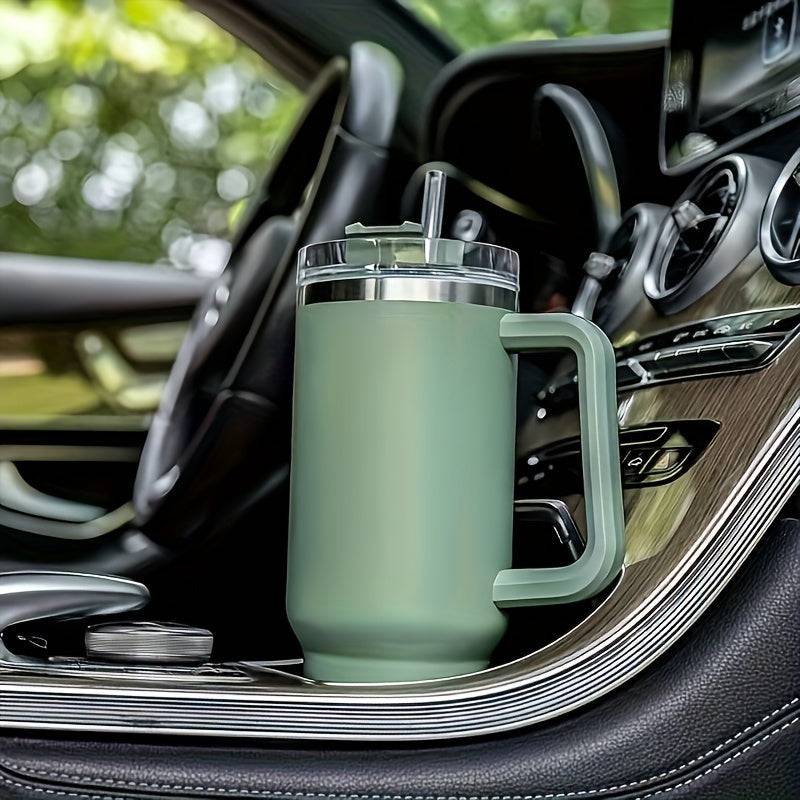1200ml Premium Edelstahl-Wasserflasche mit Griff, Isolierbecher, Deckel & Strohhalm – perfekt für Outdoor, Sport & Camping!