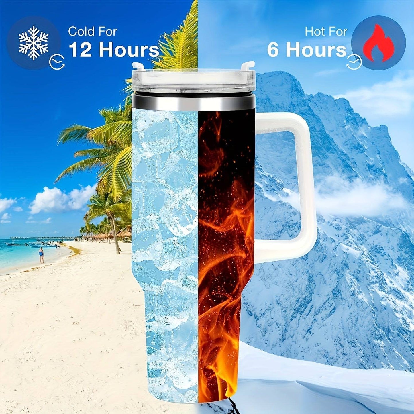 1200ml Premium Edelstahl-Wasserflasche mit Griff, Isolierbecher, Deckel & Strohhalm – perfekt für Outdoor, Sport & Camping!