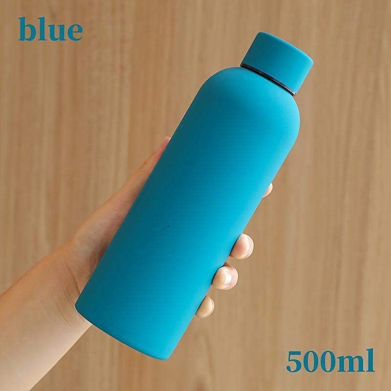Solide Farbe Edelstahl-Wasserflasche, 500ml, auslaufsicher, tragbar - perfekt für Sport, Fitness, Reisen.