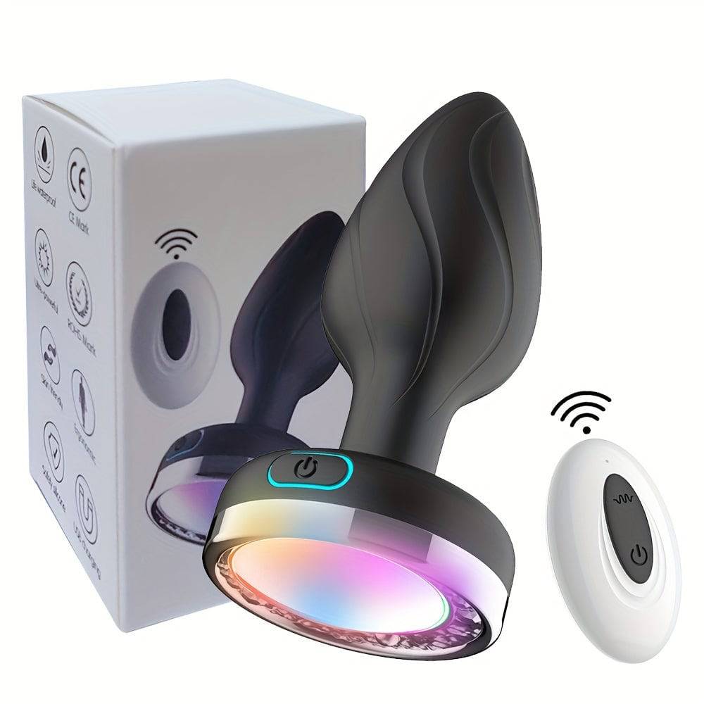 "Farbenfroher, kabelloser Analplug-Vibrator für Männer - 10 Farbwechsel, USB-wiederaufladbar"