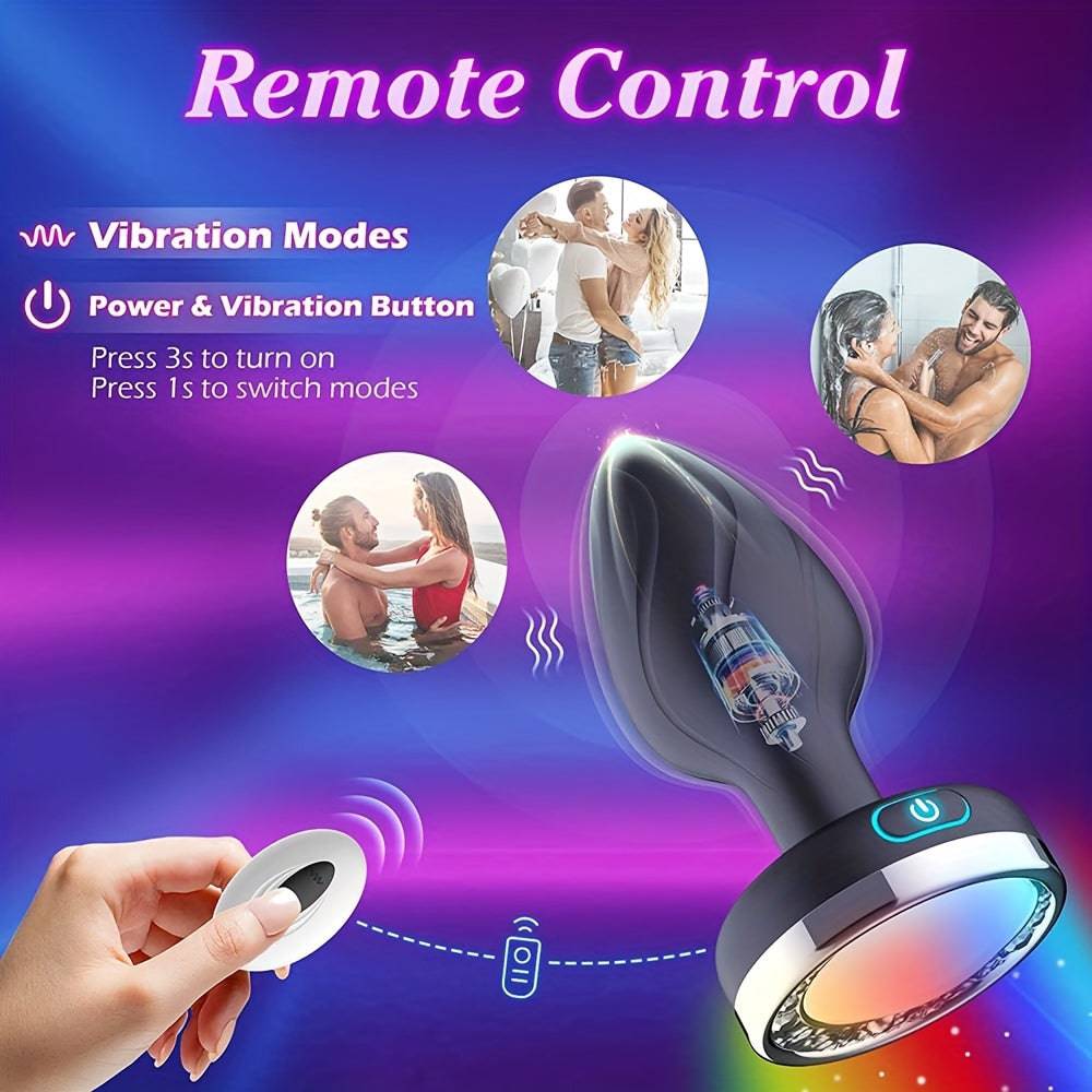 "Farbenfroher, kabelloser Analplug-Vibrator für Männer - 10 Farbwechsel, USB-wiederaufladbar"