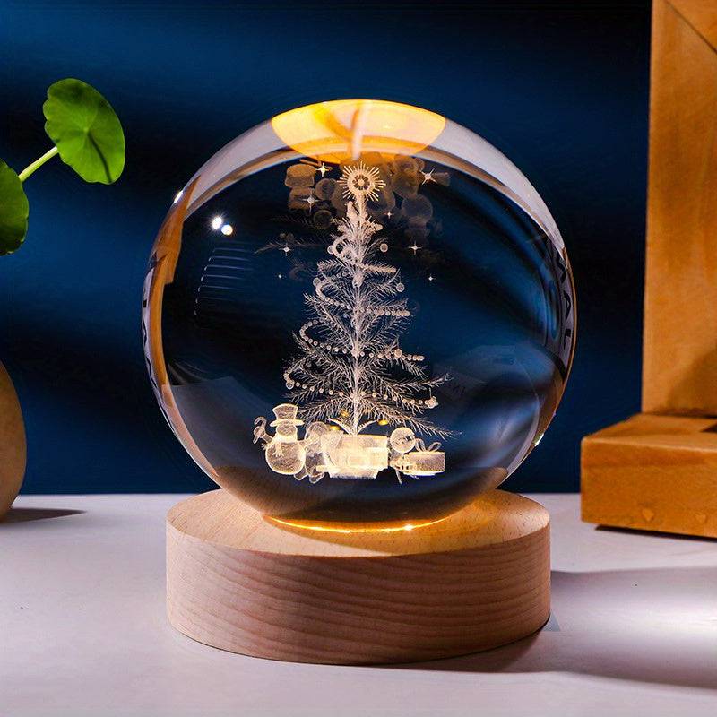 Weihnachtskristallkugel - Funkelnde 3D-Skulptur für perfekte Nachtlicht-Dekoration.