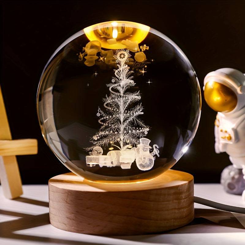 Weihnachtskristallkugel - Funkelnde 3D-Skulptur für perfekte Nachtlicht-Dekoration.