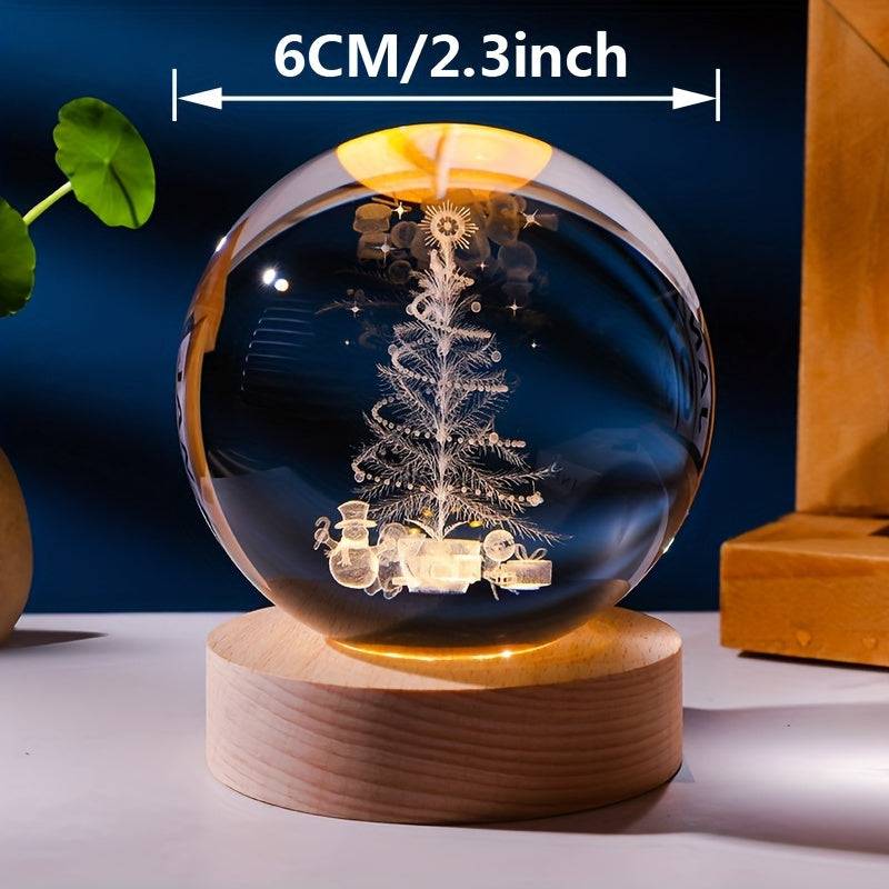 Weihnachtskristallkugel - Funkelnde 3D-Skulptur für perfekte Nachtlicht-Dekoration.