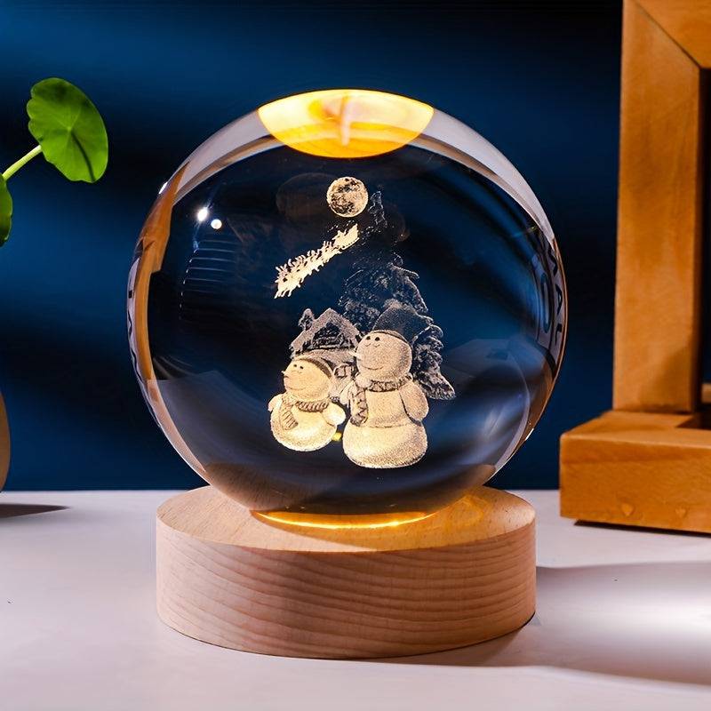 Weihnachtskristallkugel - Funkelnde 3D-Skulptur für perfekte Nachtlicht-Dekoration.