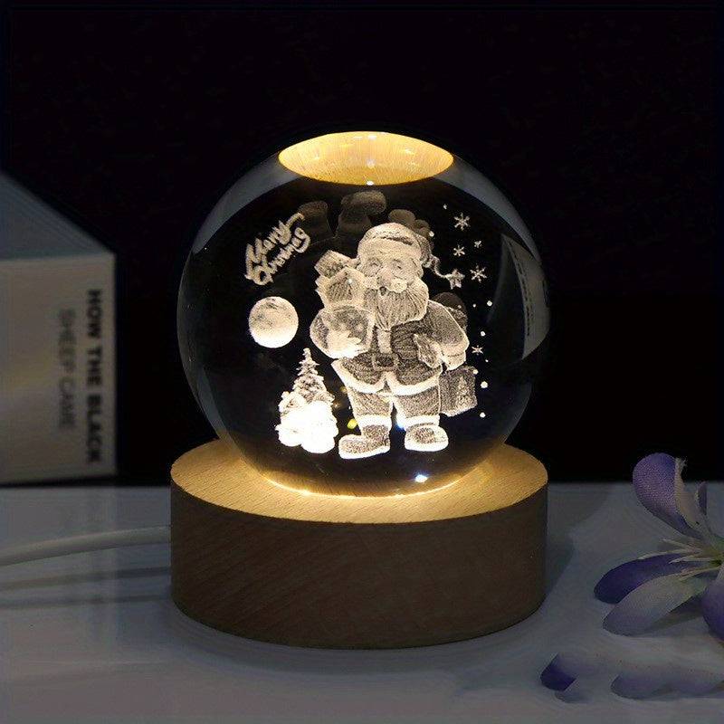 Weihnachtskristallkugel - Funkelnde 3D-Skulptur für perfekte Nachtlicht-Dekoration.