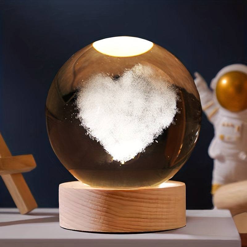 Weihnachtskristallkugel - Funkelnde 3D-Skulptur für perfekte Nachtlicht-Dekoration.