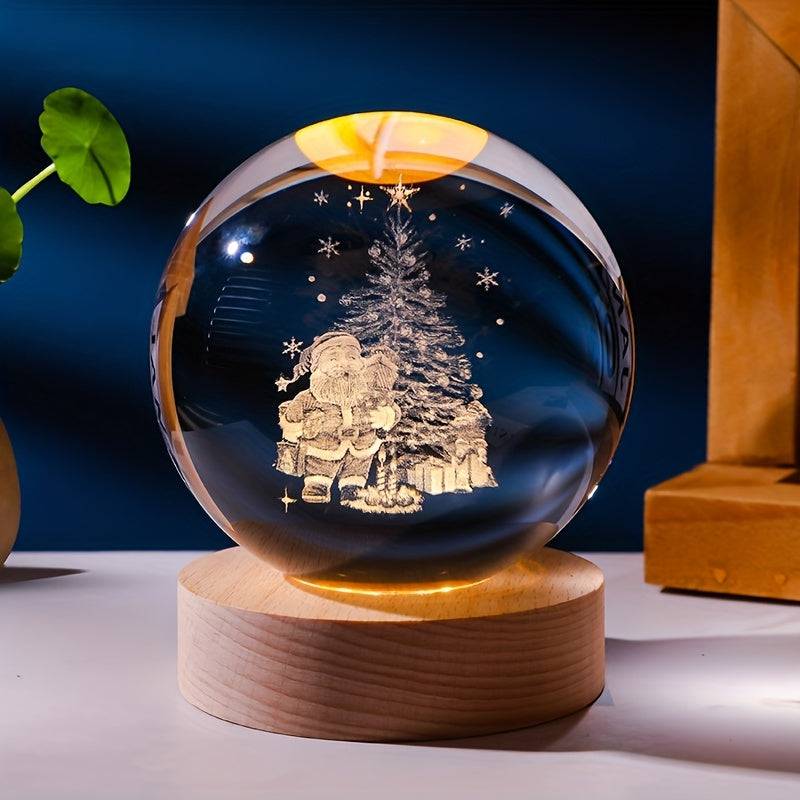 Weihnachtskristallkugel - Funkelnde 3D-Skulptur für perfekte Nachtlicht-Dekoration.