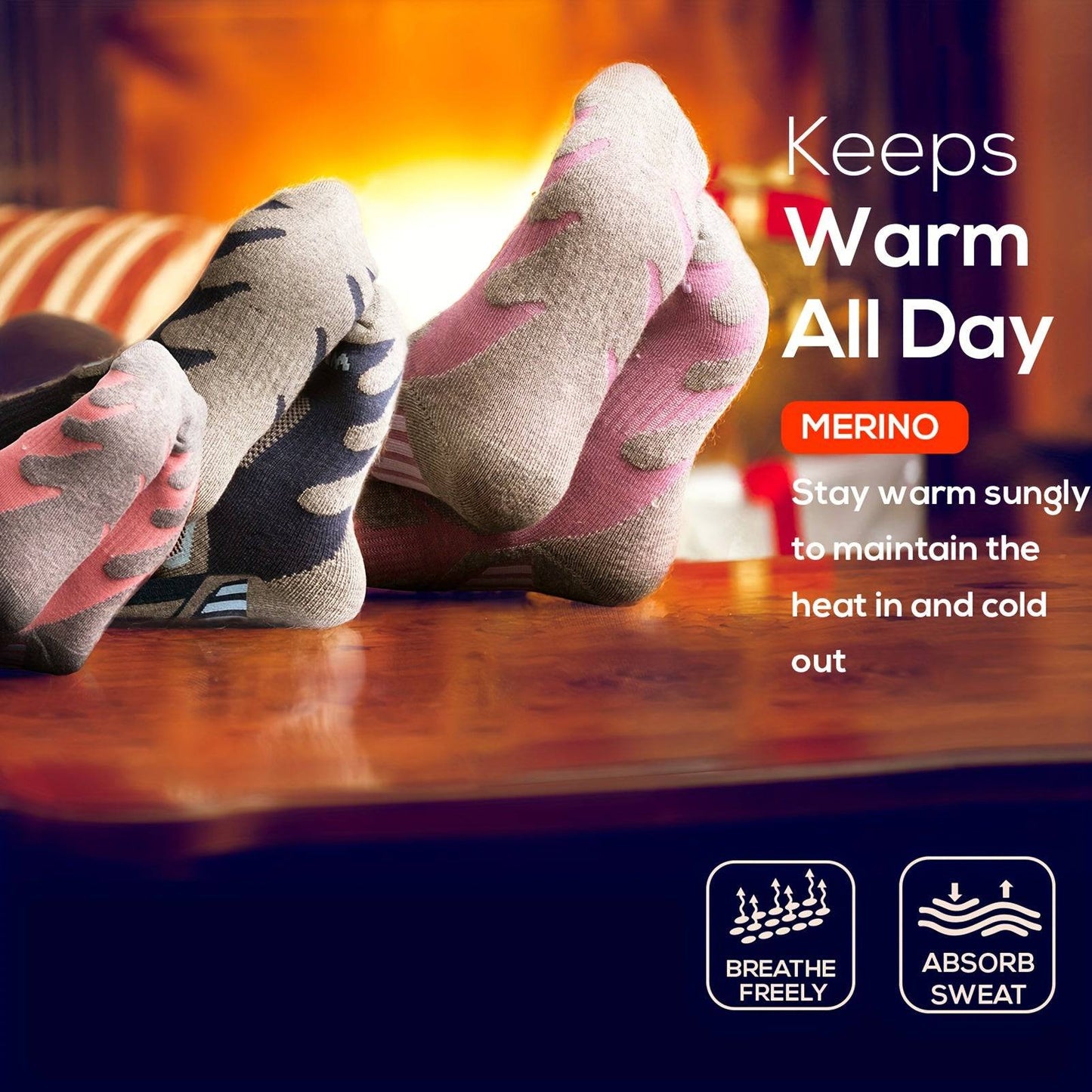 2 Paar Kniehohe Winter-Thermosocken - Warm, bequem, ideal zum Wandern, Snowboarden und Bergsteigen.