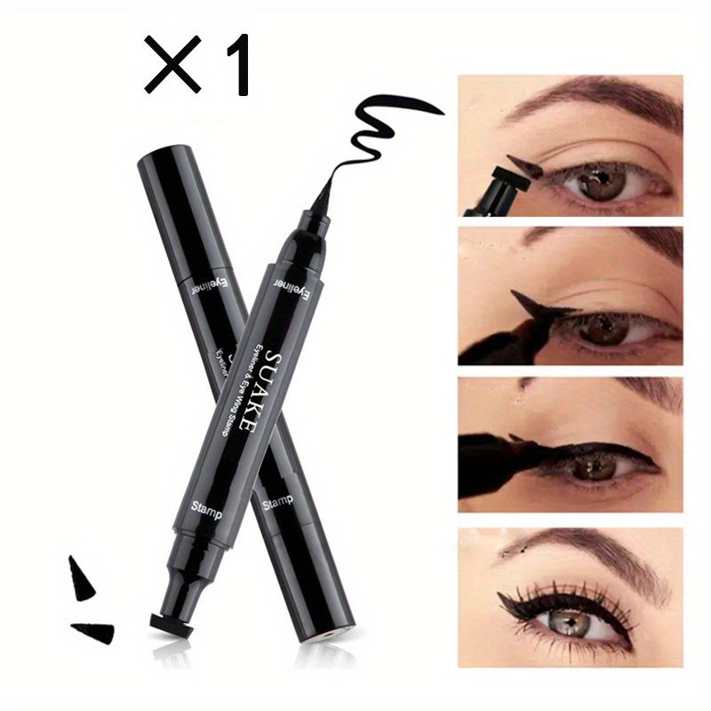 "Wasserdichter doppelseitiger Eyeliner-Stift, Dreieck-Siegel, schnell trocknend, Schwarz" - Snatch