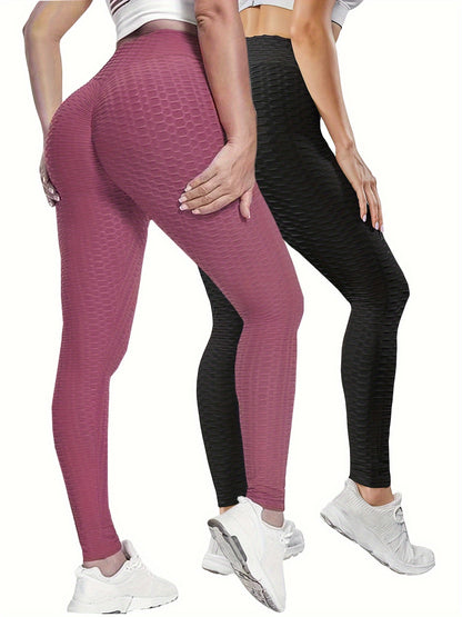 2er-Pack Hohe Taille Bauchkontrolle Yoga Leggings - Quick Dry, Hip Lifting, Damen Activewear - Snatch