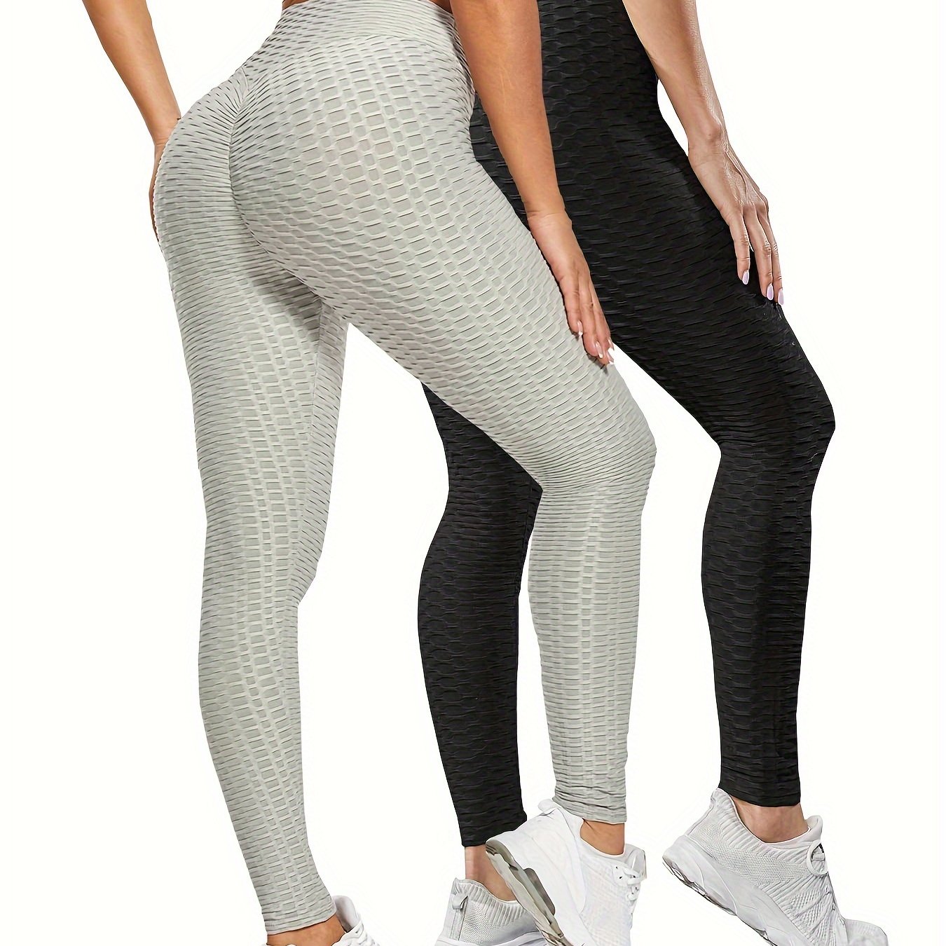 2er-Pack Hohe Taille Bauchkontrolle Yoga Leggings - Quick Dry, Hip Lifting, Damen Activewear - Snatch