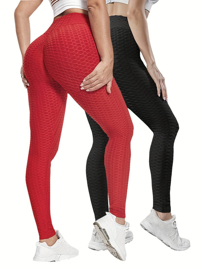 2er-Pack Hohe Taille Bauchkontrolle Yoga Leggings - Quick Dry, Hip Lifting, Damen Activewear - Snatch