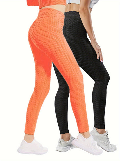 2er-Pack Hohe Taille Bauchkontrolle Yoga Leggings - Quick Dry, Hip Lifting, Damen Activewear - Snatch