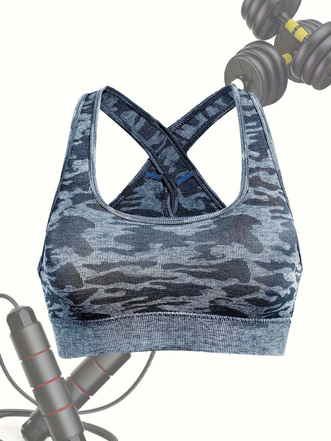 Damen Sport-BH mit Camouflage-Muster, wirefree, für Yoga & Workout - Snatch