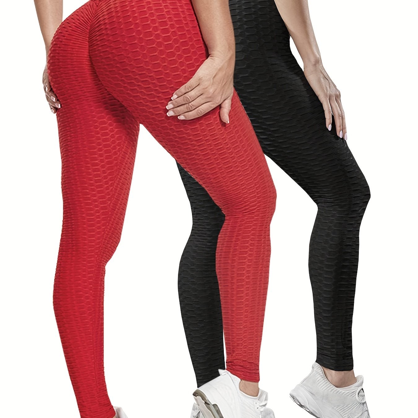 2er-Pack Hohe Taille Bauchkontrolle Yoga Leggings - Quick Dry, Hip Lifting, Damen Activewear - Snatch