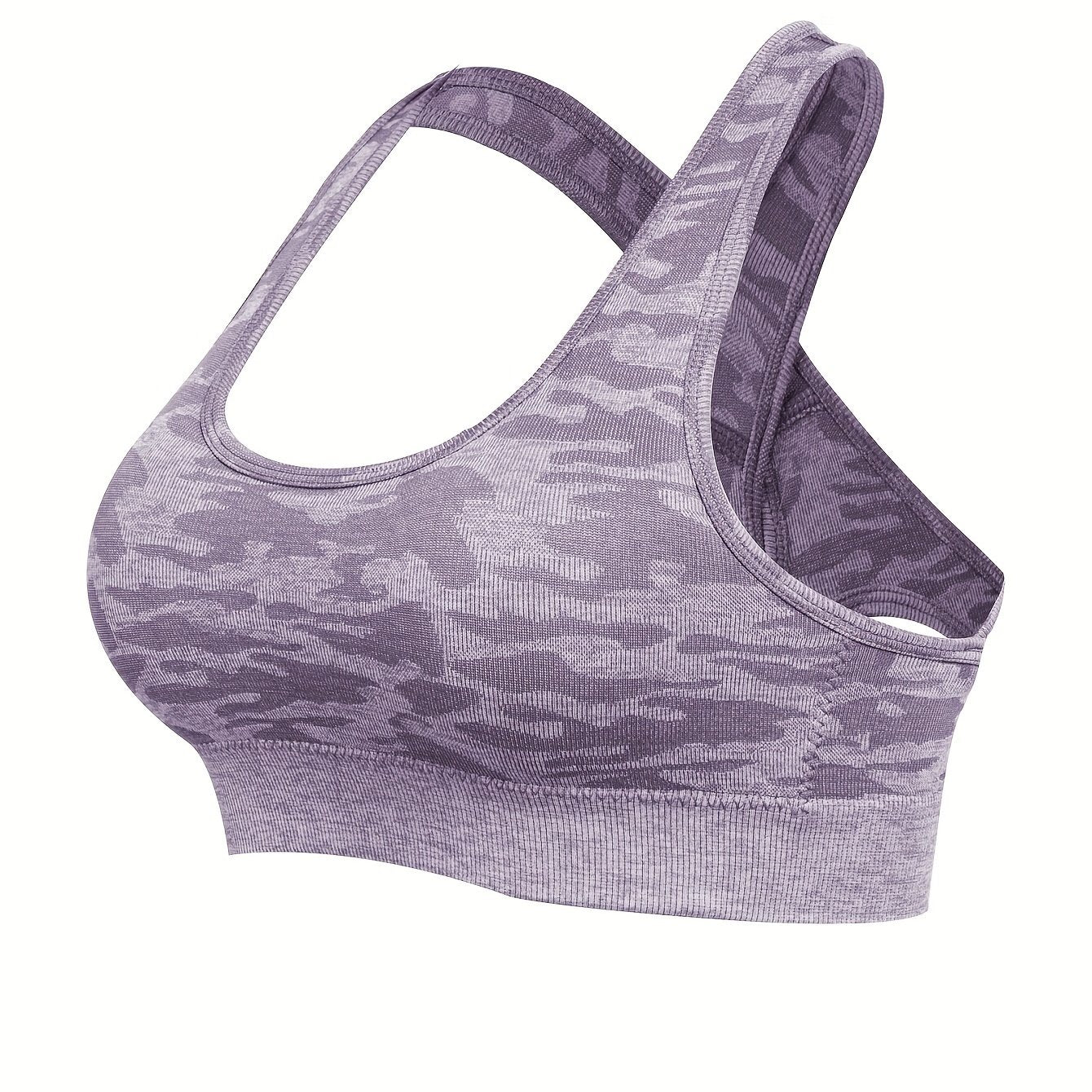 Damen Sport-BH mit Camouflage-Muster, wirefree, für Yoga & Workout - Snatch