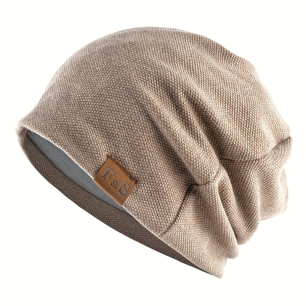 Winddichte Baggy Beanie-Mütze mit Buchstaben-Patch, perfekt für Outdoor-Sport. - Snatch