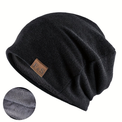 Winddichte Baggy Beanie-Mütze mit Buchstaben-Patch, perfekt für Outdoor-Sport. - Snatch