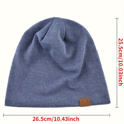 Winddichte Baggy Beanie-Mütze mit Buchstaben-Patch, perfekt für Outdoor-Sport. - Snatch