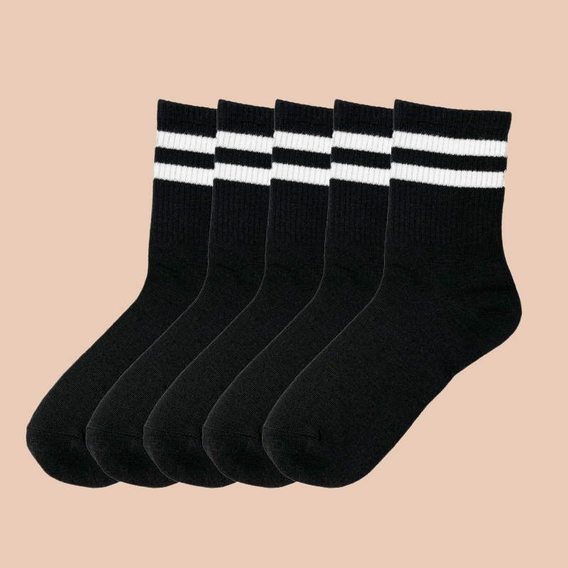 5 Paar klassische gestreifte Sportsocken