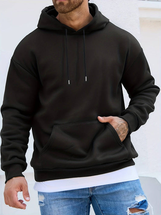 Basic Langarm-Kapuzen-Sweatshirt für Herren