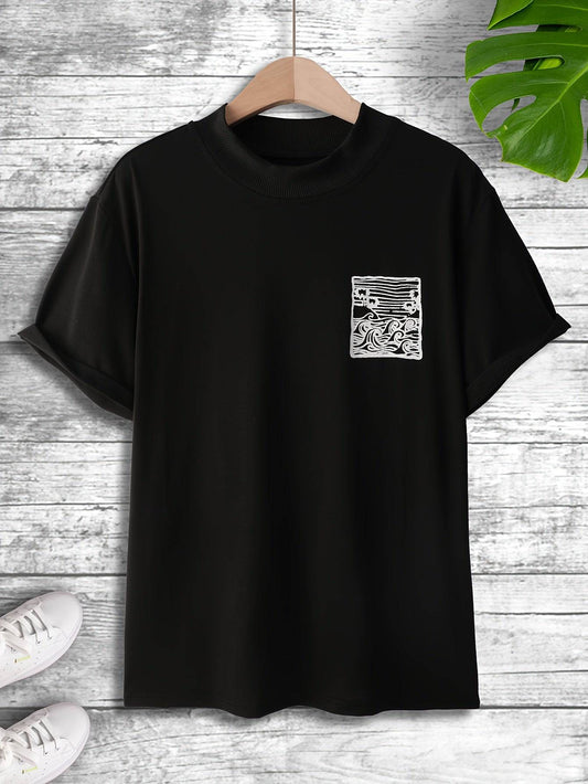 Herren-T-Shirt mit Wellenmusterdruck