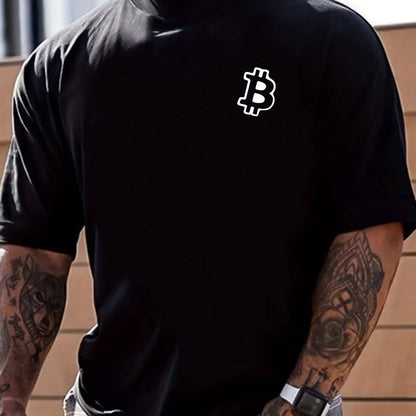 Bitcoin-Schild-Druck T-Shirt für Herren