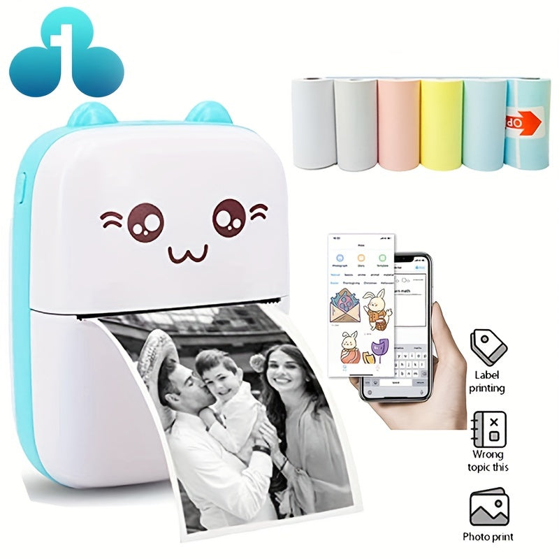 Tragbarer Drucker Mini Pocket Wireless BT Thermoprinter Fr Smartphone BT Inkless Printing Geschenk Fr Label Receipt Photo Notes Study Home Office