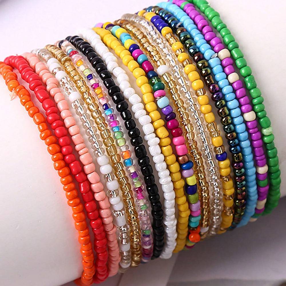 17-teiliges Set: Bunte Boho-Armbänder für Mädchen