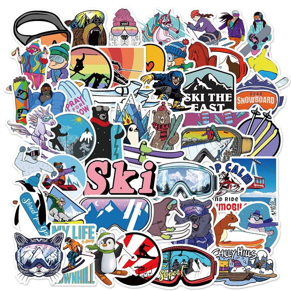 50pcs Ski Vinyl Wasserdichte Aufkleber Pack für Erwachsene, Teenager, Koffer, Wasserflaschen, Laptop (Niedlich, Lustig, Ästhetisch)