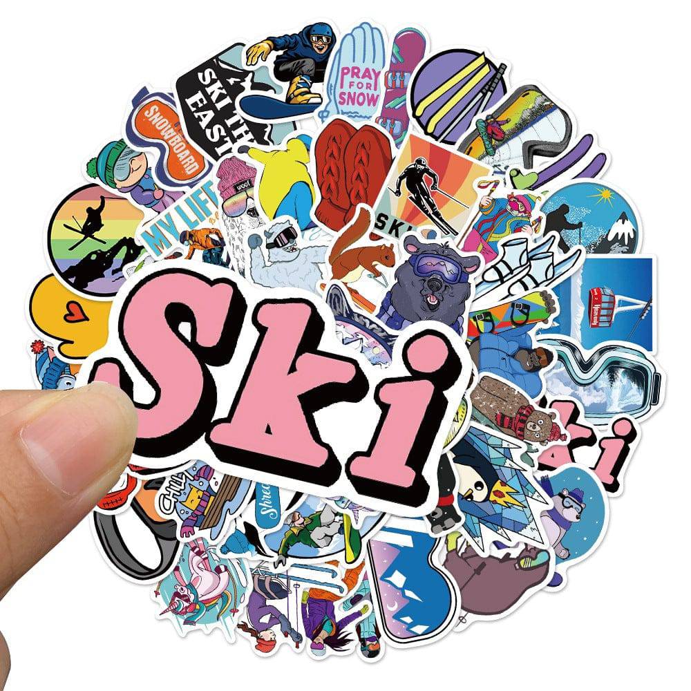 50pcs Ski Vinyl Wasserdichte Aufkleber Pack für Erwachsene, Teenager, Koffer, Wasserflaschen, Laptop (Niedlich, Lustig, Ästhetisch)