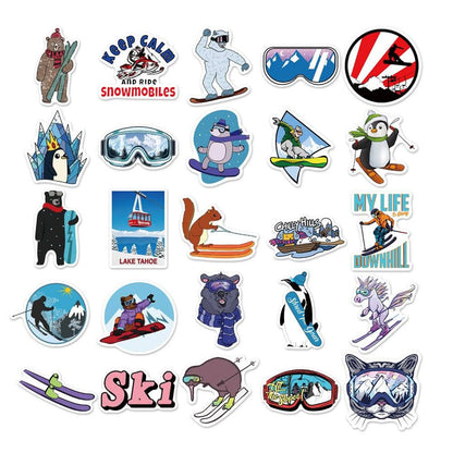 50pcs Ski Vinyl Wasserdichte Aufkleber Pack für Erwachsene, Teenager, Koffer, Wasserflaschen, Laptop (Niedlich, Lustig, Ästhetisch)