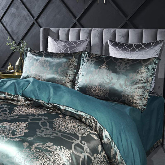 Luxus-Jacquard-Bettwäscheset mit europäischem Blumenmuster - Weich und bequem. Perfekt für Schlaf- und Gästezimmer.